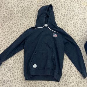 Navy goat hoodie with American flag goat! Kids large